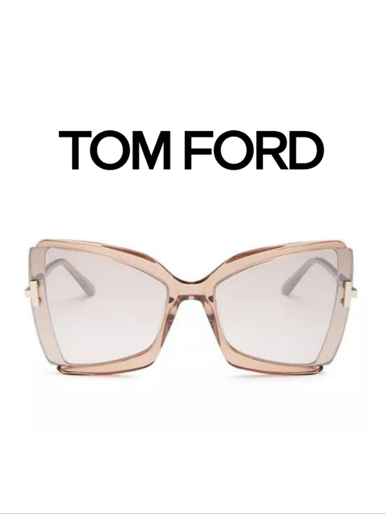 Tom Ford Accessories - Tom Ford - Gia Semi Rimless Butterfly Sunglasses - Shiny Beige 57G - FT0…